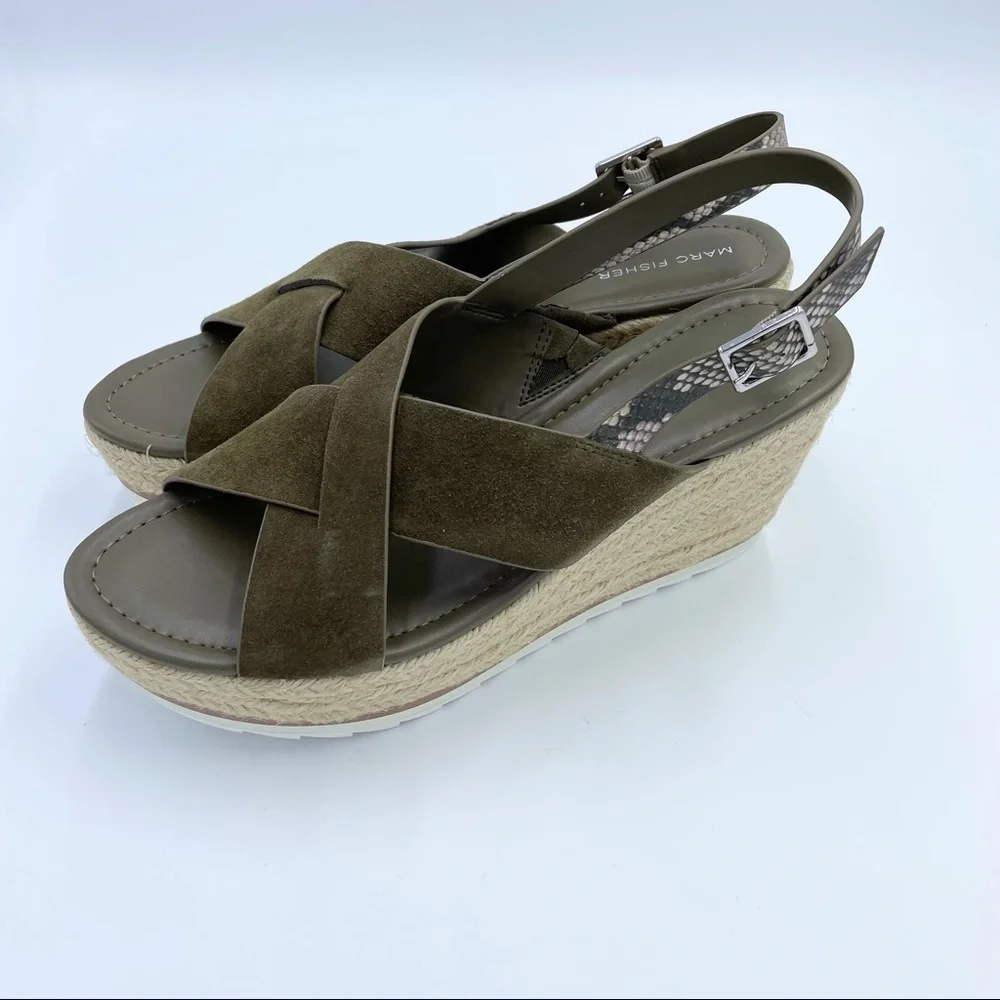 Marc Fisher Platform Espadrille Green Sandals